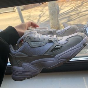 Adidas falcon all white sz 5 women